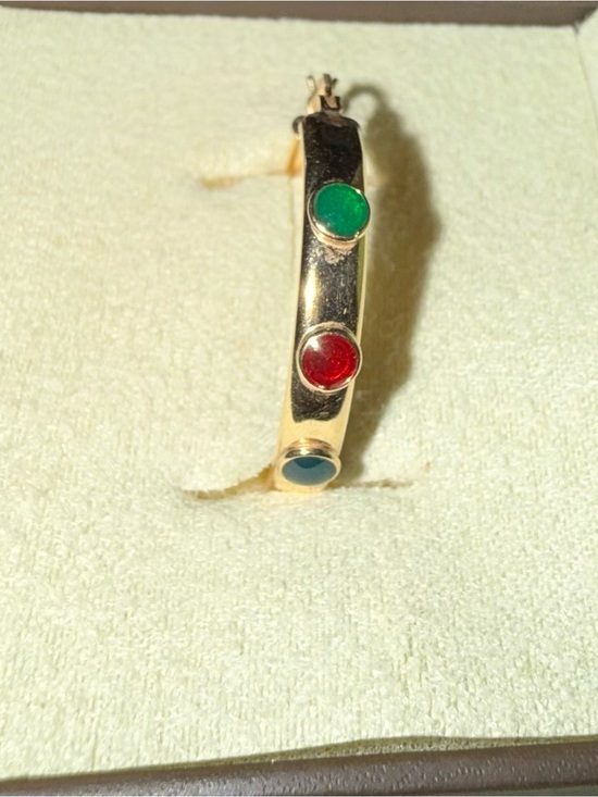 Jewelry - 14KT Gold Multi- Stone - Green, Red, Blue Single Earring